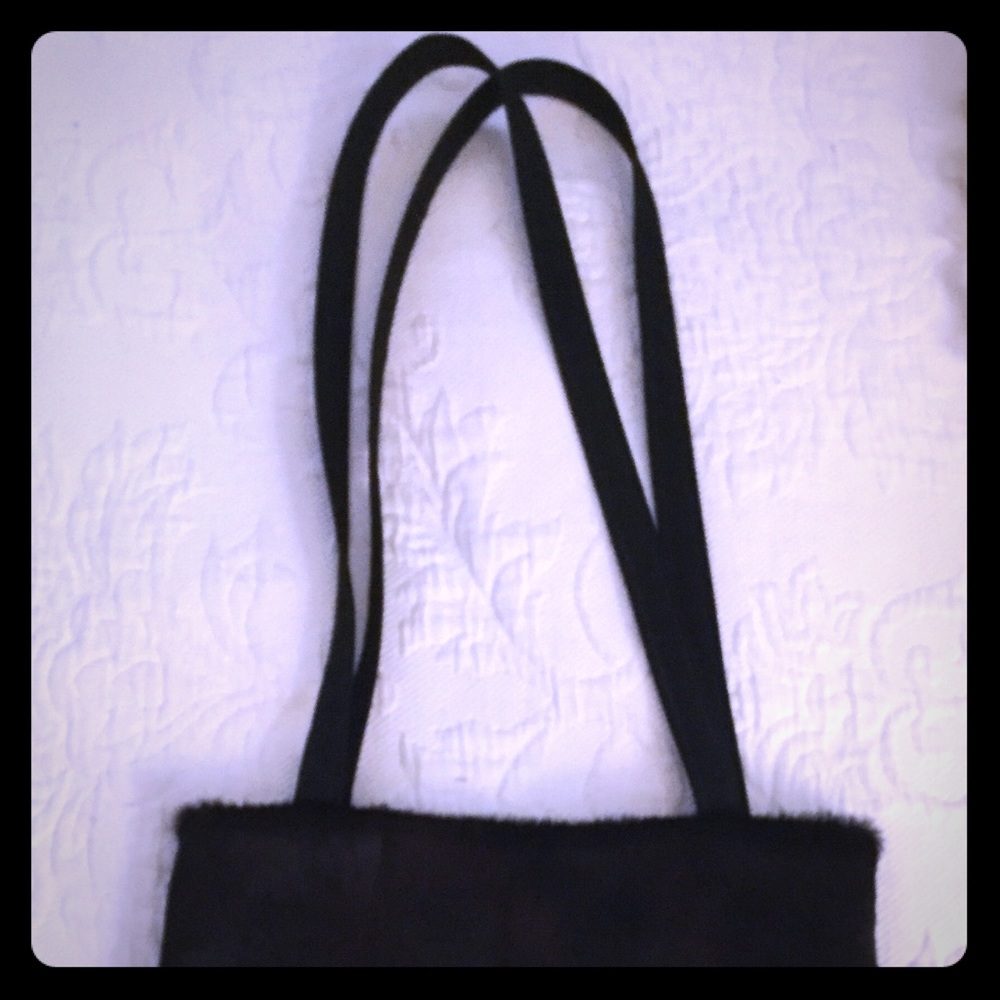 Black furry square purse